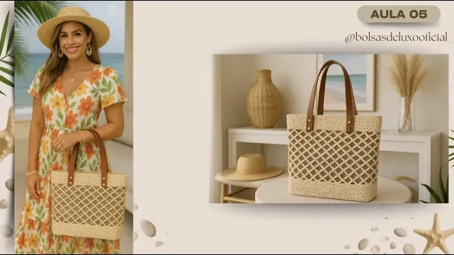 Bolsa de macramê com ponto de rede