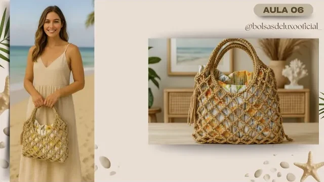 Bolsa vazada com fio grosso