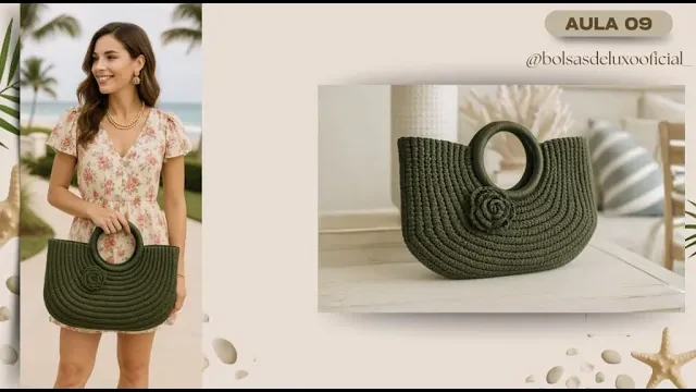 Bolsa de duas peças com alças redondas
