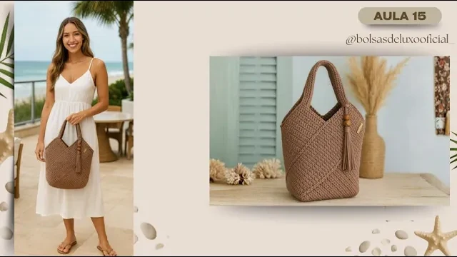 Bolsa retangular grande em ponto baixo