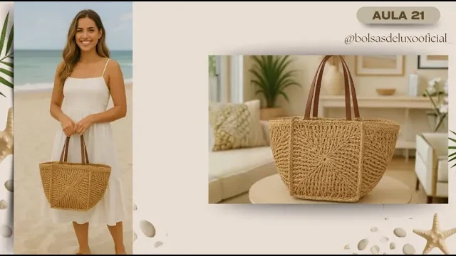 Bolsa de 5 motivos com alça de couro