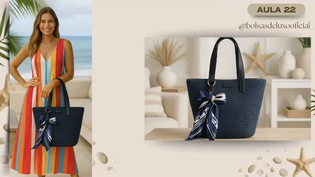 Bolsa estruturada em macramê egípcio