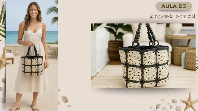 Bolsa de fio supra com detalhes pretos