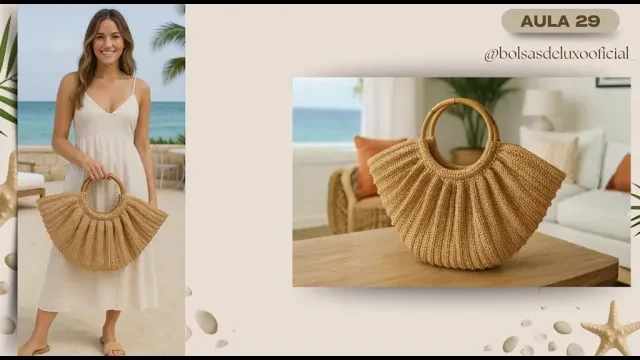 Bolsa de papel craft com alça redonda