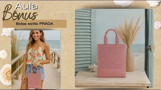 Bolsa estilo Prada em ráfia ou macramê