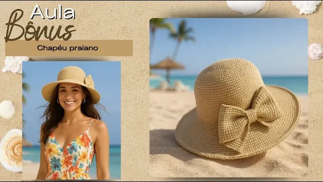 Chapéu praiano de crochê em algodão